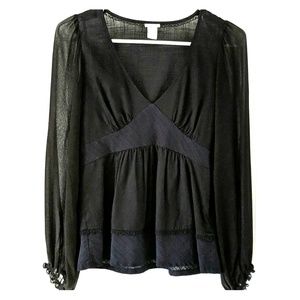 Anthropologie Odille Black Blouse, Size 4